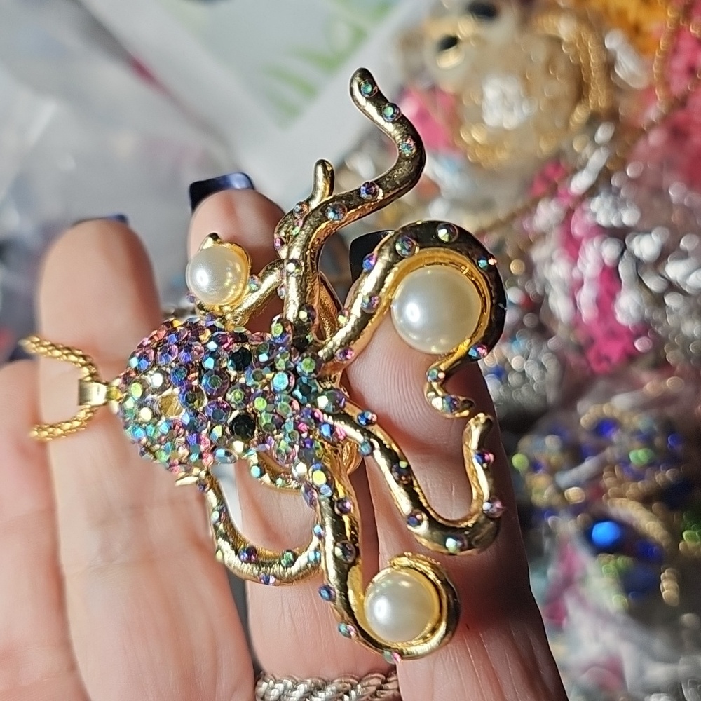 Betsey Johnson Multicolor Octopus Necklace with Pearls